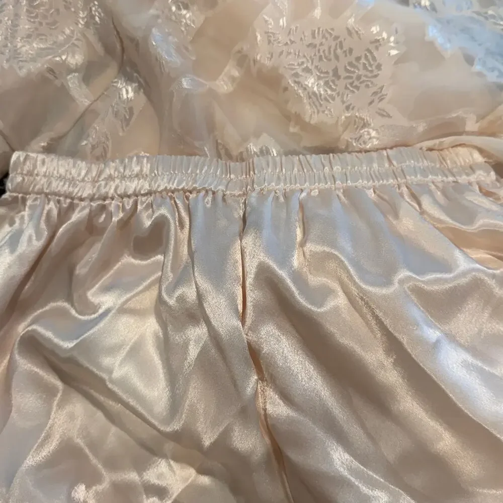 Vintage Victoria's Secret Set Tan Lacy Pants Set Size Small Bottoms & Medium Top